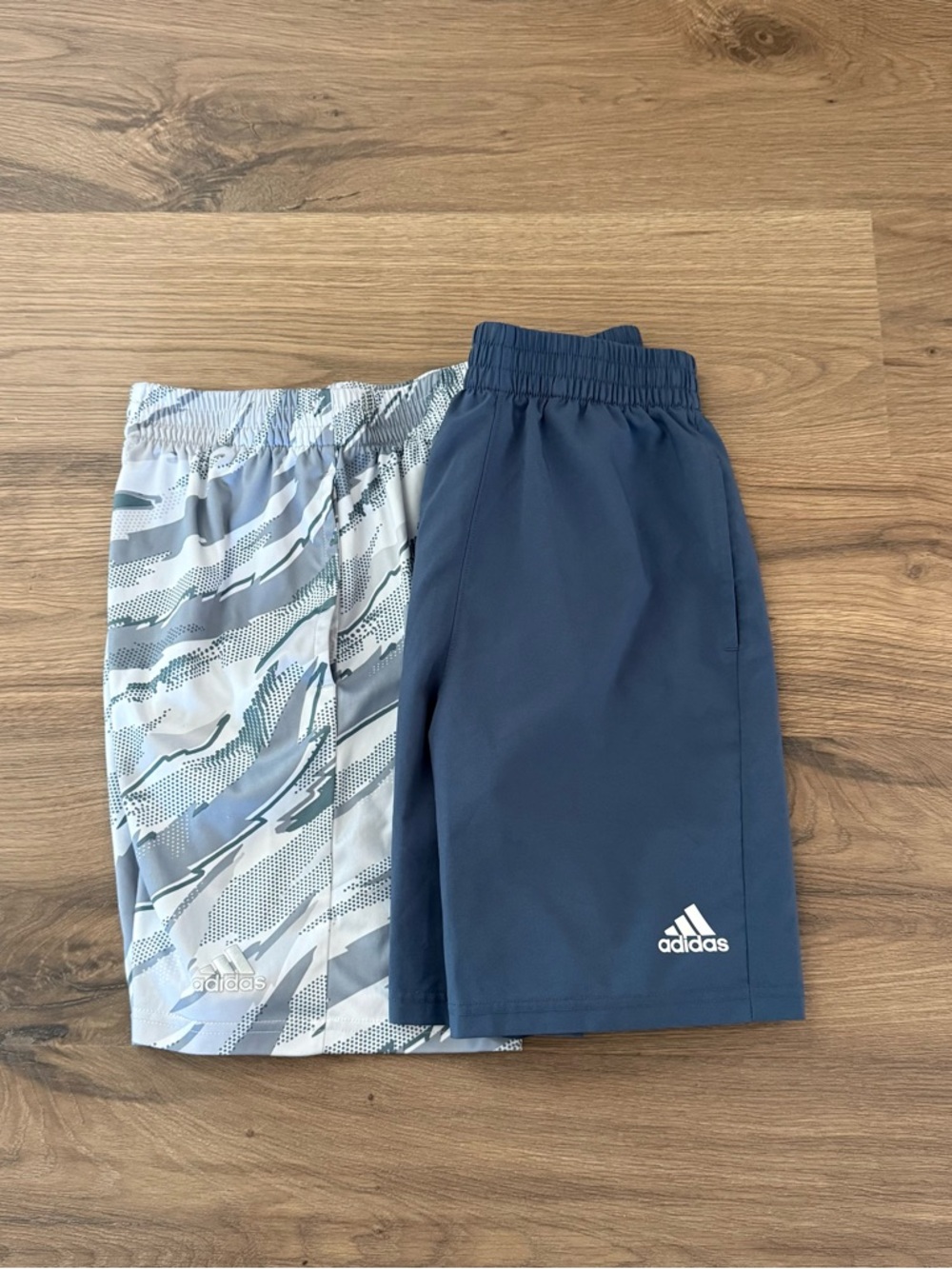 Lot 2 Boys Adidas Athletic Boys Shorts Size Medium 10-12 Gray Blue